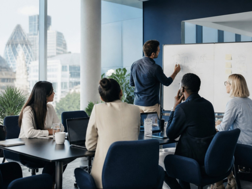 ConsiliumXcel consultants and researchers collaborating in a modern London office