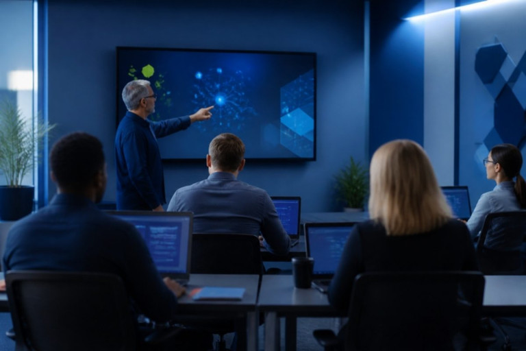 IT training session in a modern classroom